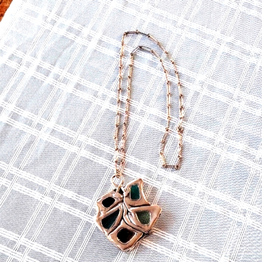 Hand Crafted Sterling & Stained Glass Necklace